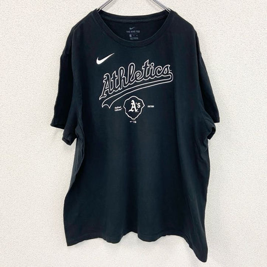 古着 used　NIKE　ナイキ　MLB　半袖プリントTシャツ　オークランドアスレチックス　黒　ブラック　2XLサイズ