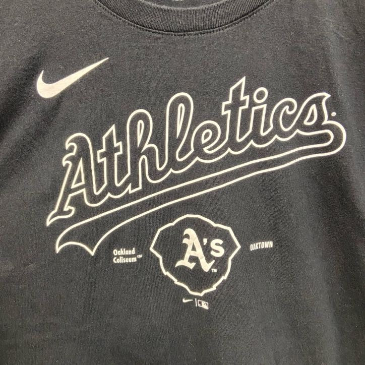 古着 used　NIKE　ナイキ　MLB　半袖プリントTシャツ　オークランドアスレチックス　黒　ブラック　2XLサイズ