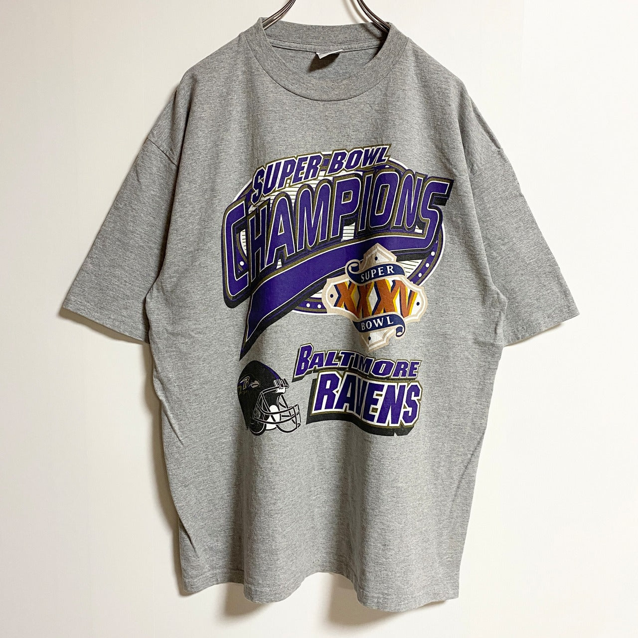 古着 used　TRUE FUN　NFL　SUPER BOWL　半袖プリントTシャツ　アメフト　スポーツ　グレー　XLサイズ