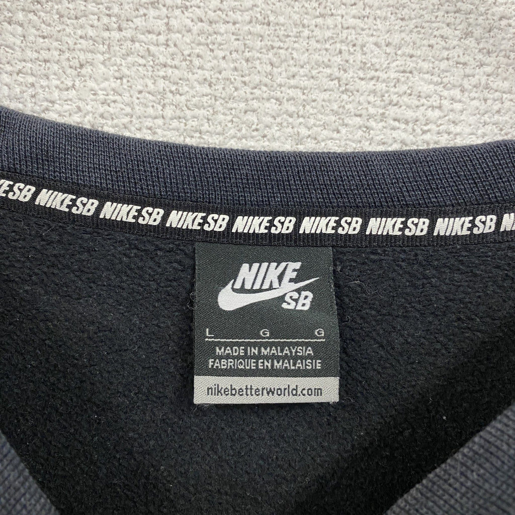 NIKE　ナイキ　スウェット/トレーナー　ラグランスリーブ　スウッシュ　黒　ブラック　Lサイズ スウェットトップス メンズ コットン 古着