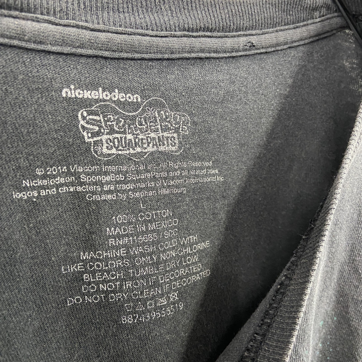 SpongeBob　スポンジボブ　半袖アニメプリントTシャツ　パトリック　黒　ブラック　Lサイズ　古着