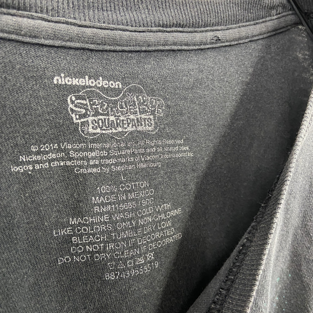 SpongeBob　スポンジボブ　半袖アニメプリントTシャツ　パトリック　黒　ブラック　Lサイズ　古着