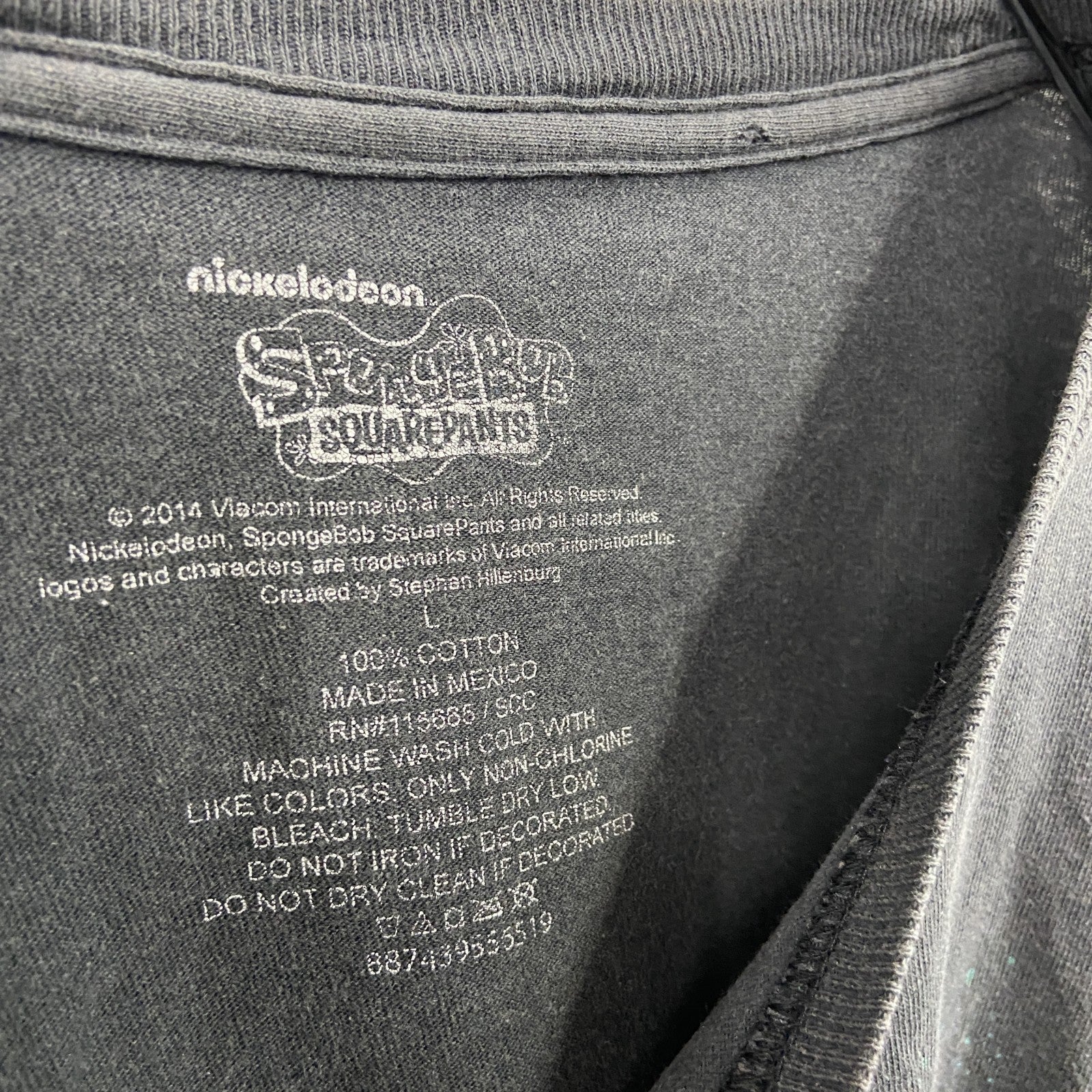 SpongeBob　スポンジボブ　半袖アニメプリントTシャツ　パトリック　黒　ブラック　Lサイズ　古着