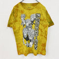 ドラゴンボールZ　孫悟空　スーパーサイヤ人　半袖アニメプリントタイダイ柄Tシャツ　キャラデザイン　黄色　イエロー　Mサイズ　古着