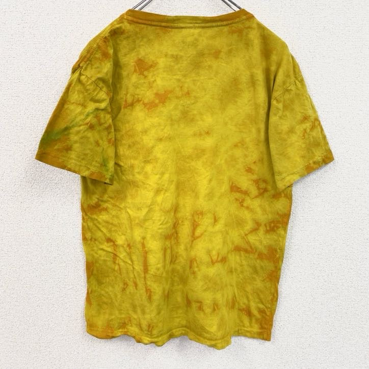 ドラゴンボールZ　孫悟空　スーパーサイヤ人　半袖アニメプリントタイダイ柄Tシャツ　キャラデザイン　黄色　イエロー　Mサイズ　古着