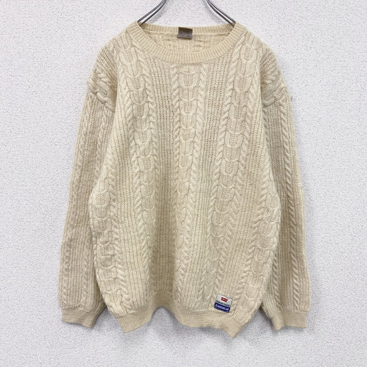 90s～　Levi’ｓ　リーバイス　ケーブルニットセーター　ウールニットセーター　ヴィンテージ　ベージュ　Sサイズ　