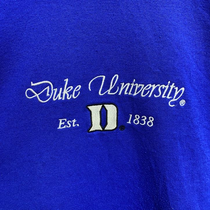 colosseum　DUKE　デューク大学　長袖カレッジ刺繍スウェット　トレーナー　二重襟　青　ブルー　秋冬服　Mサイズ　古着