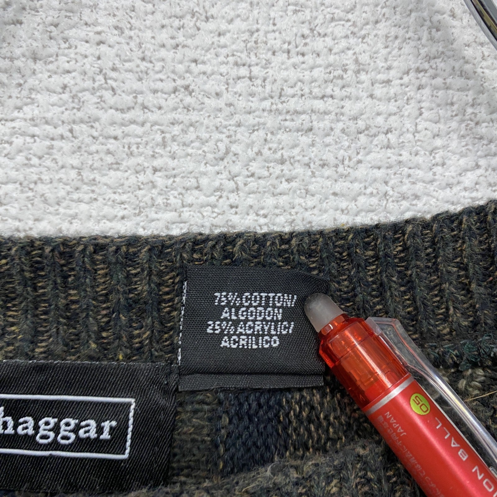～90s　haggar　COOGI風アクリルニットセーター　3Dニット　ヴィンテージ　総柄　マルチカラー　XLサイズ　古着