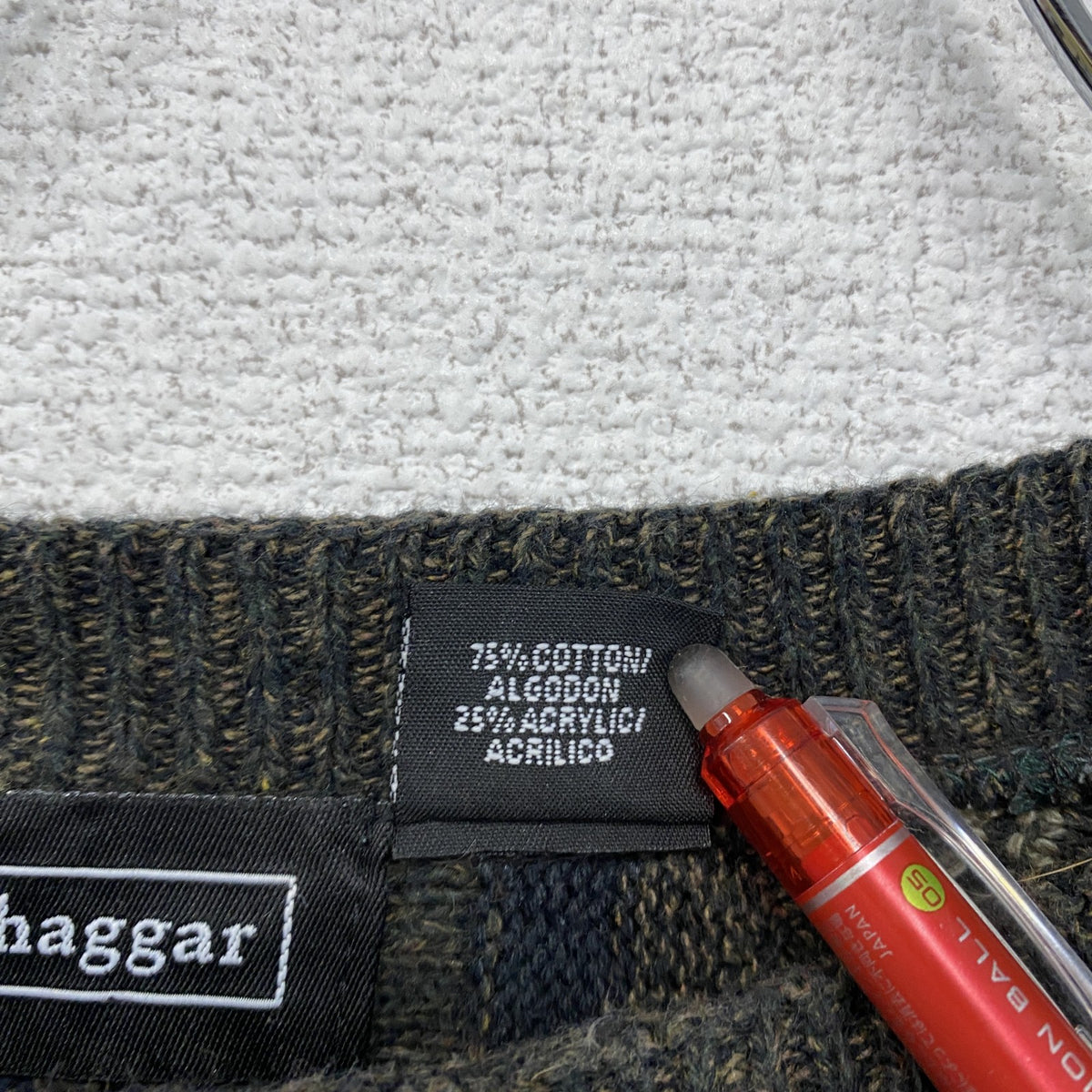 ～90s　haggar　COOGI風アクリルニットセーター　3Dニット　ヴィンテージ　総柄　マルチカラー　XLサイズ　古着