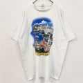 B&C　半袖ビッグプリントTシャツ　モナコ　街並み　クルーネック　白　ホワイト　ビッグシルエット　2XLサイズ　古着
