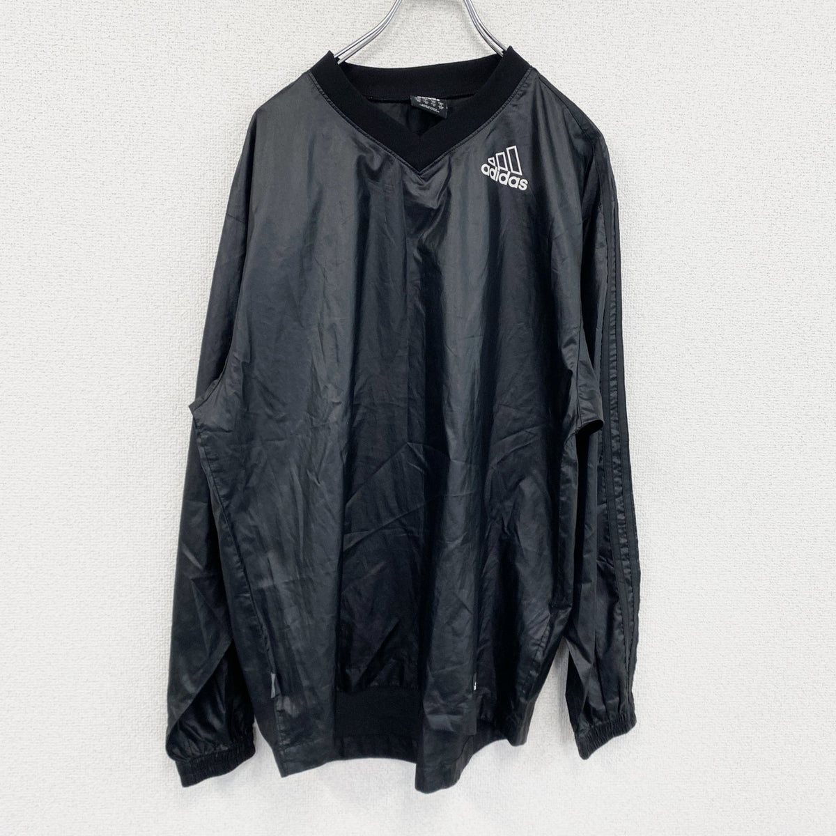 adidas　アディダス　プルオーバージャケット　パフォーマンスロゴ　デカロゴ　黒　ブラック　Mサイズ　古着