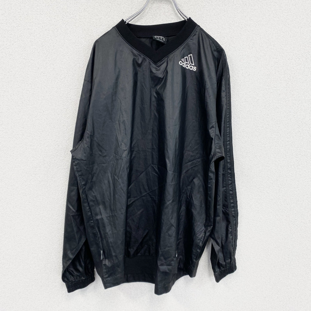adidas　アディダス　プルオーバージャケット　パフォーマンスロゴ　デカロゴ　黒　ブラック　Mサイズ　古着