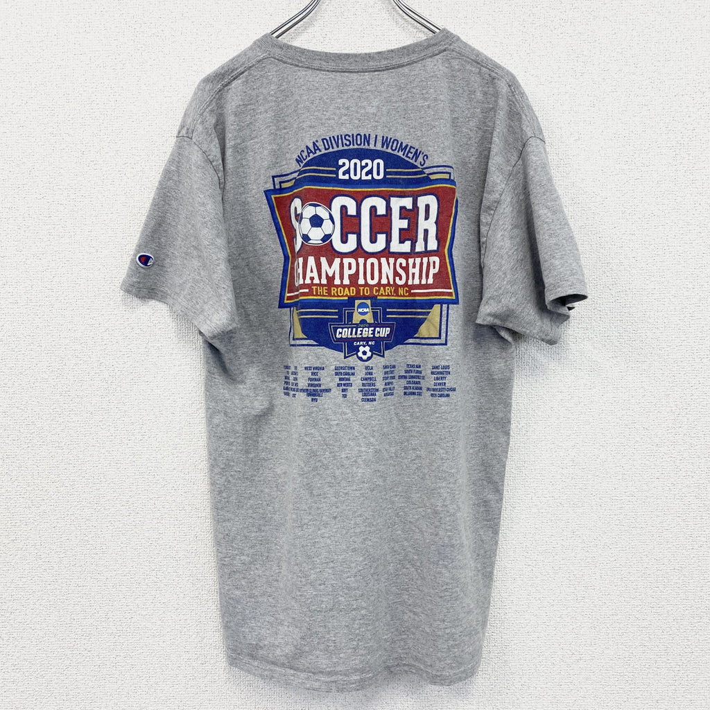 Champion　チャンピオン　NCAA　半袖プリントTシャツ　サッカー　灰色　ライトグレー　Mサイズ　古着