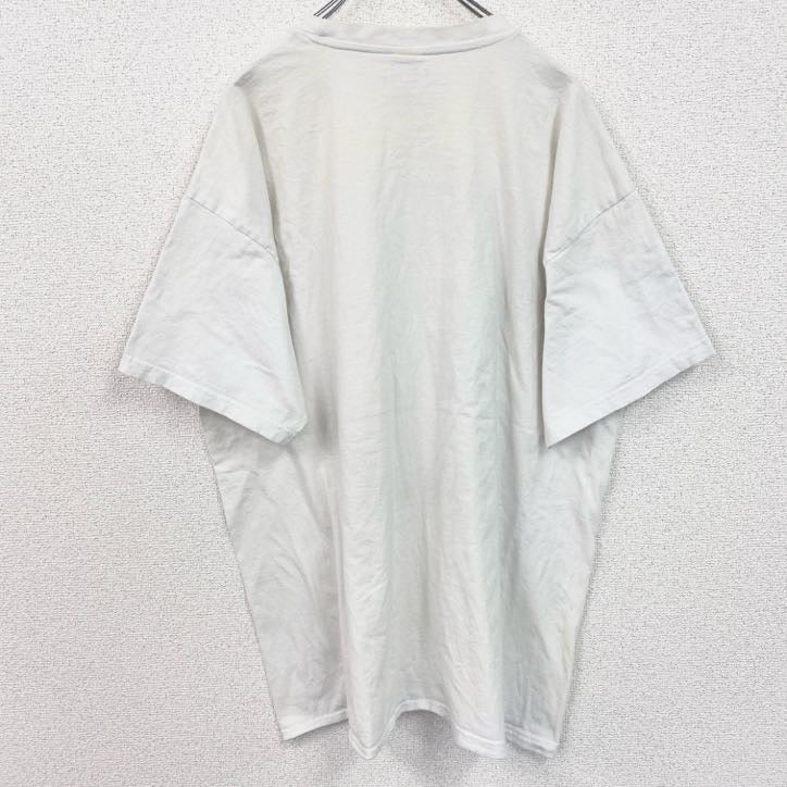B&C　半袖ビッグプリントTシャツ　モナコ　街並み　クルーネック　白　ホワイト　ビッグシルエット　2XLサイズ　古着