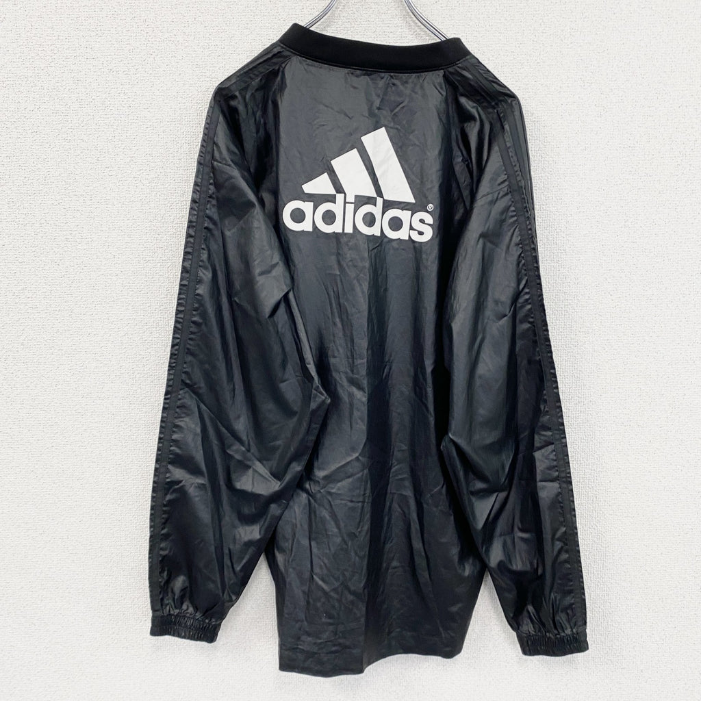 adidas　アディダス　プルオーバージャケット　パフォーマンスロゴ　デカロゴ　黒　ブラック　Mサイズ　古着