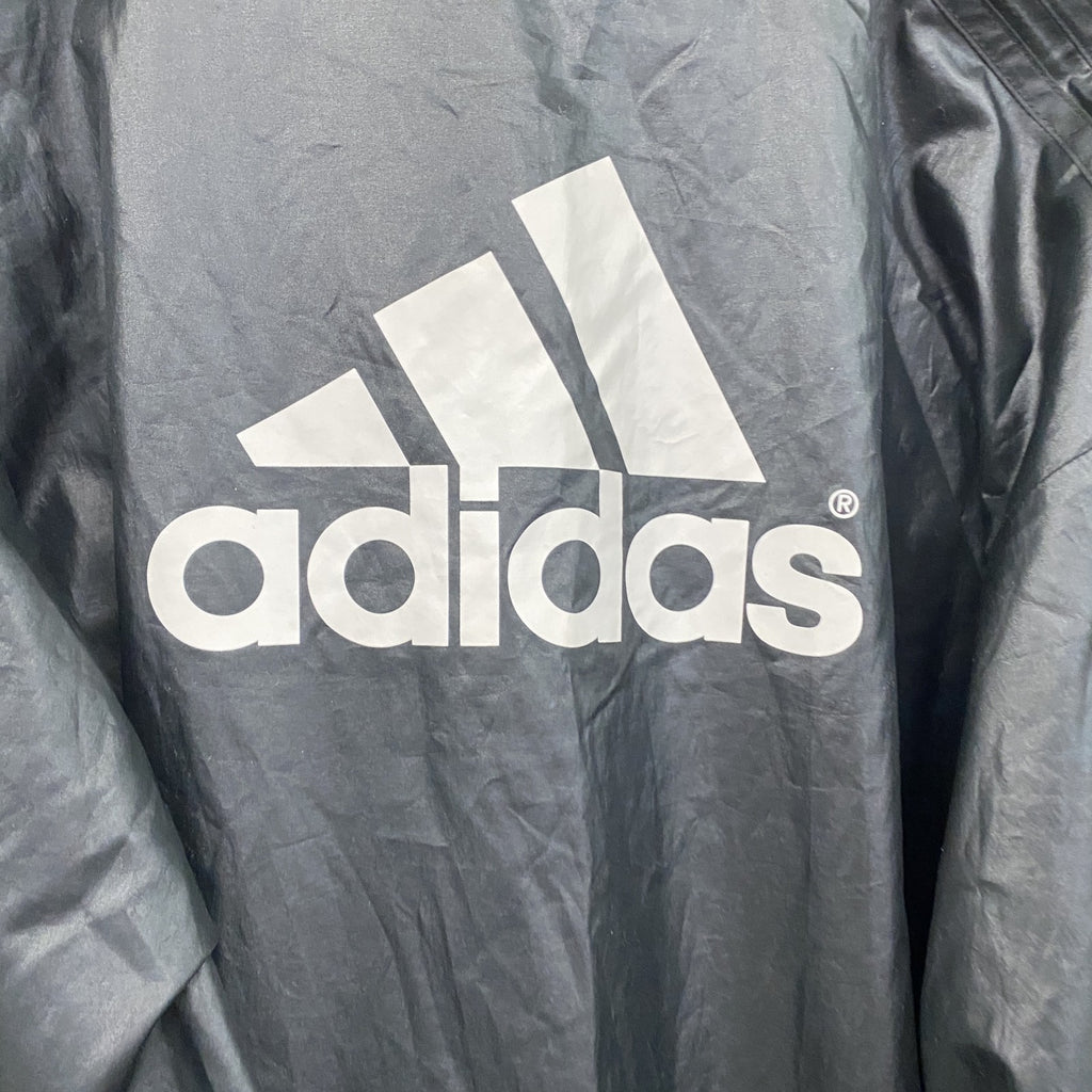 adidas　アディダス　プルオーバージャケット　パフォーマンスロゴ　デカロゴ　黒　ブラック　Mサイズ　古着
