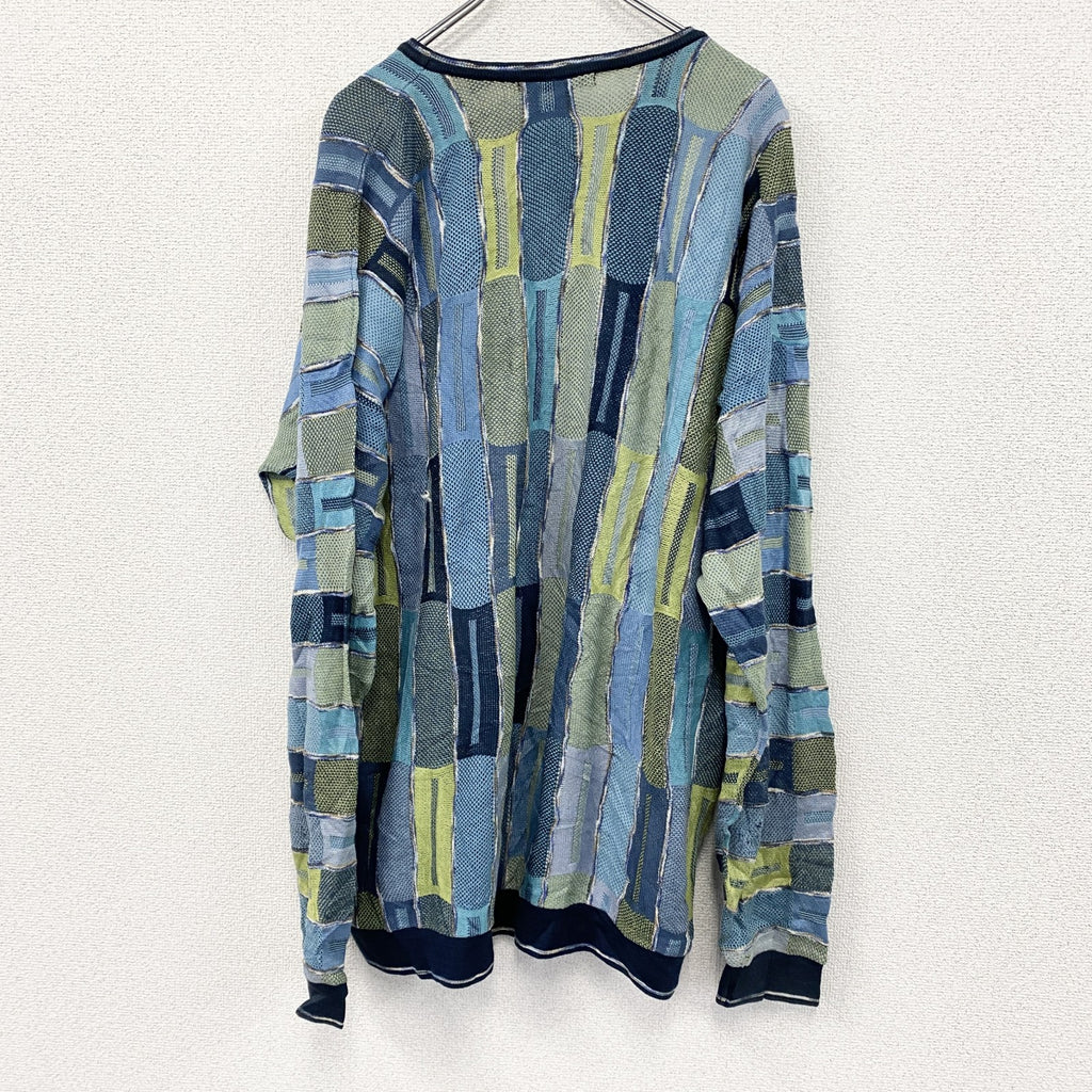 ～90s　TUNDRA　アクリルニットセーター　ヴィンテージ　総柄　マルチカラー　2XLTサイズ　古着