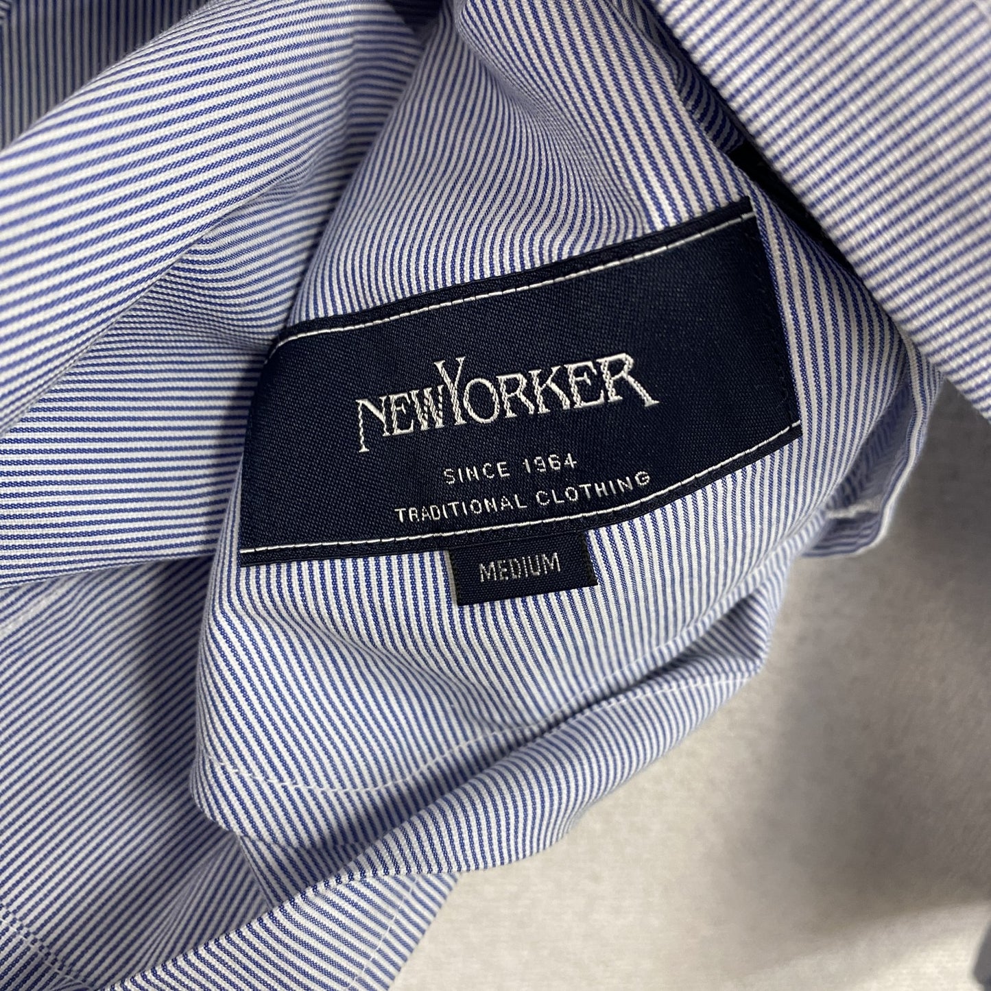 NEW YORKER　ニューヨーカー　長袖シャツジャケット　ストライプ　青　ブルー　Mサイズ　