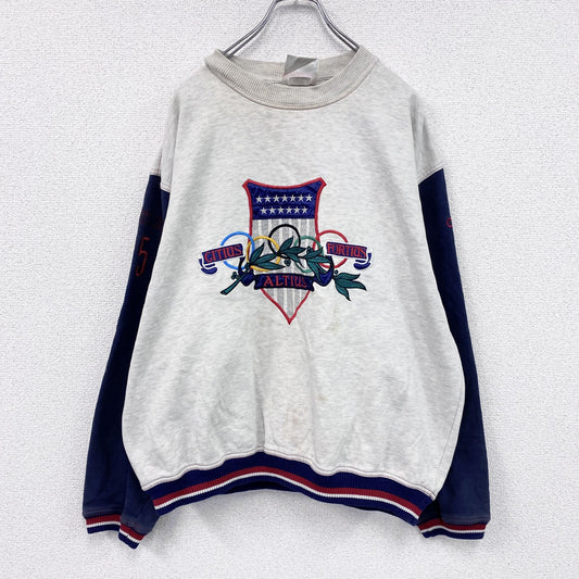 90s　adidas　アディダス　スウェット/トレーナー　オリンピック　ヴィンテージ　グレー　紺　ネイビー　Mサイズ