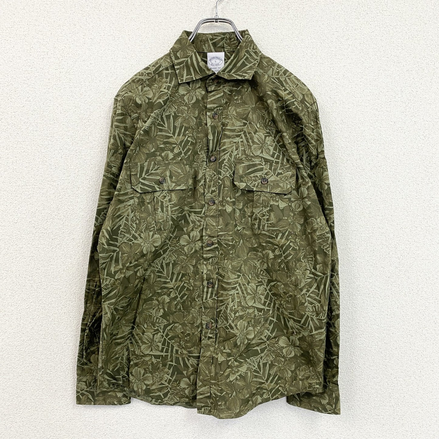 Brooks Brothers　ブルックスブラザーズ　長袖シャツ　総柄　緑　グリーン　Sサイズ