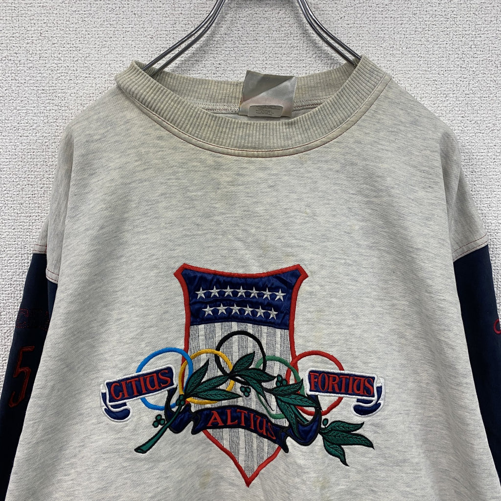 90s　adidas　アディダス　スウェット/トレーナー　オリンピック　ヴィンテージ　グレー　灰色　紺　ネイビー　Mサイズ　古着