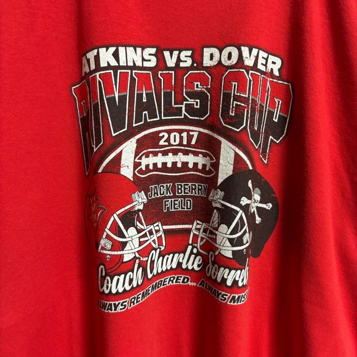 GILDAN　ギルダン　半袖プリントTシャツ　アメフト　スポーツ　赤　レッド　春夏服　ビッグシルエット　XLサイズ　古着