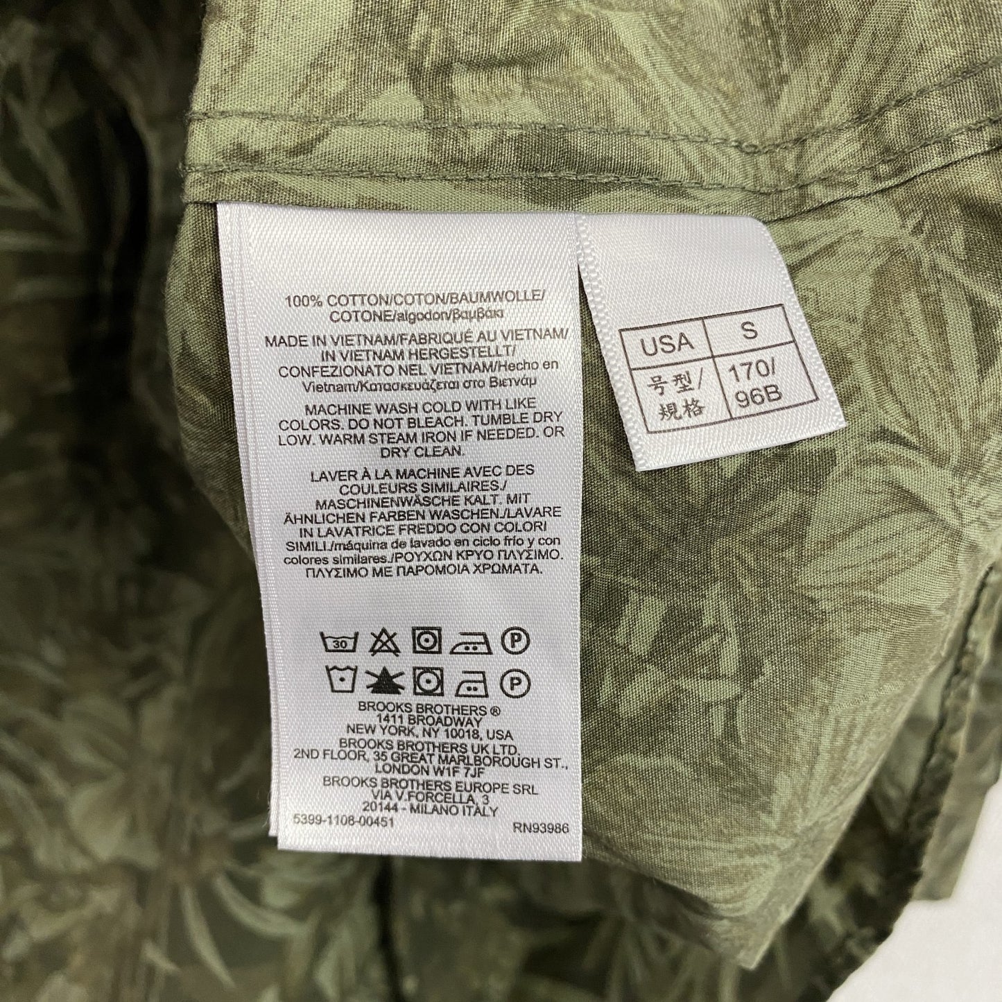 Brooks Brothers　ブルックスブラザーズ　長袖シャツ　総柄　緑　グリーン　Sサイズ