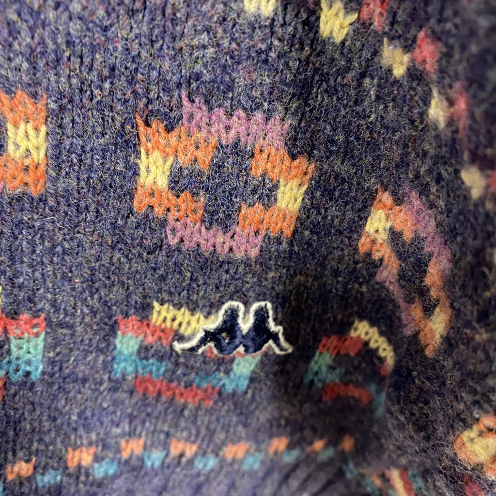 ～00s　Robe di Kappa　カッパ　ニットセーター　ヴィンテージ　刺繍ロゴ　総柄　マルチカラー　古着