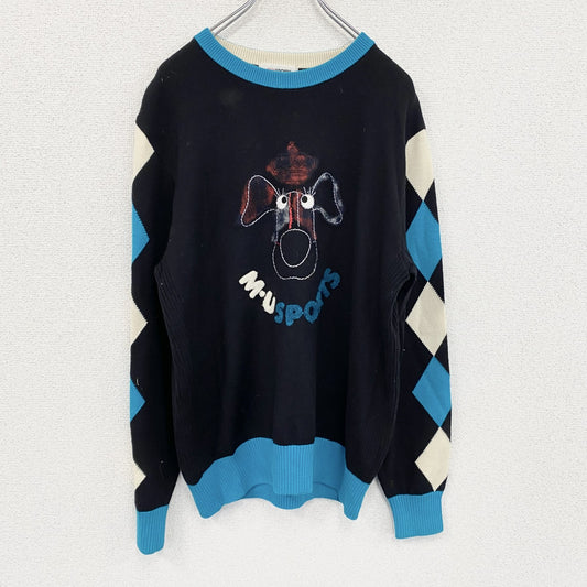 M U SPORT　アクリルニットセーター　黒　ブラック　48サイズ