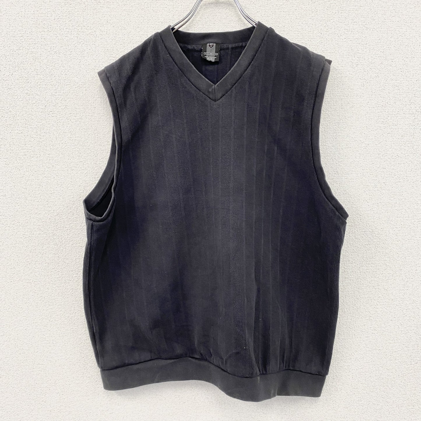 ～00s　NIKE　ナイキ　コットンニットベスト　ヴィンテージ　スウッシュ　ブラックフェード　ブラック　Lサイズ