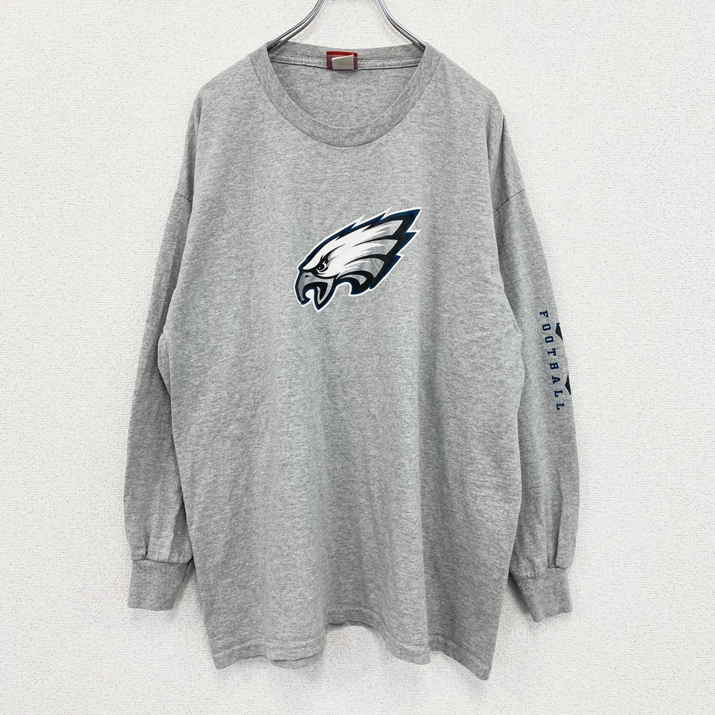 NFL　長袖プリントTシャツ　イーグルス　フットボール　スポーツ　灰色　ライトグレー　XLサイズ　古着