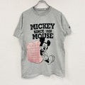 Mickey Mouse　ミッキーマウス　半袖キャラクターTシャツ　フロッキープリント　灰色　グレー　XLサイズ　古着