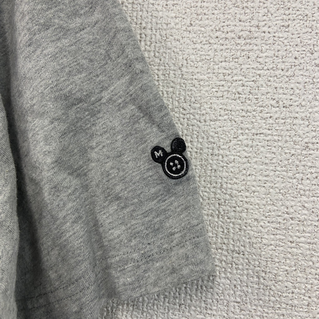 Mickey Mouse　ミッキーマウス　半袖キャラクターTシャツ　フロッキープリント　灰色　グレー　XLサイズ　古着