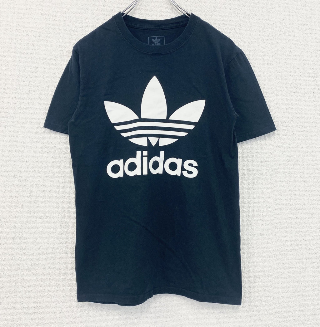 adidas　アディダス　半袖プリントTシャツ　STAFF　カジュアルデザイン　レトロ　ブラック　黒　Sサイズ　古着