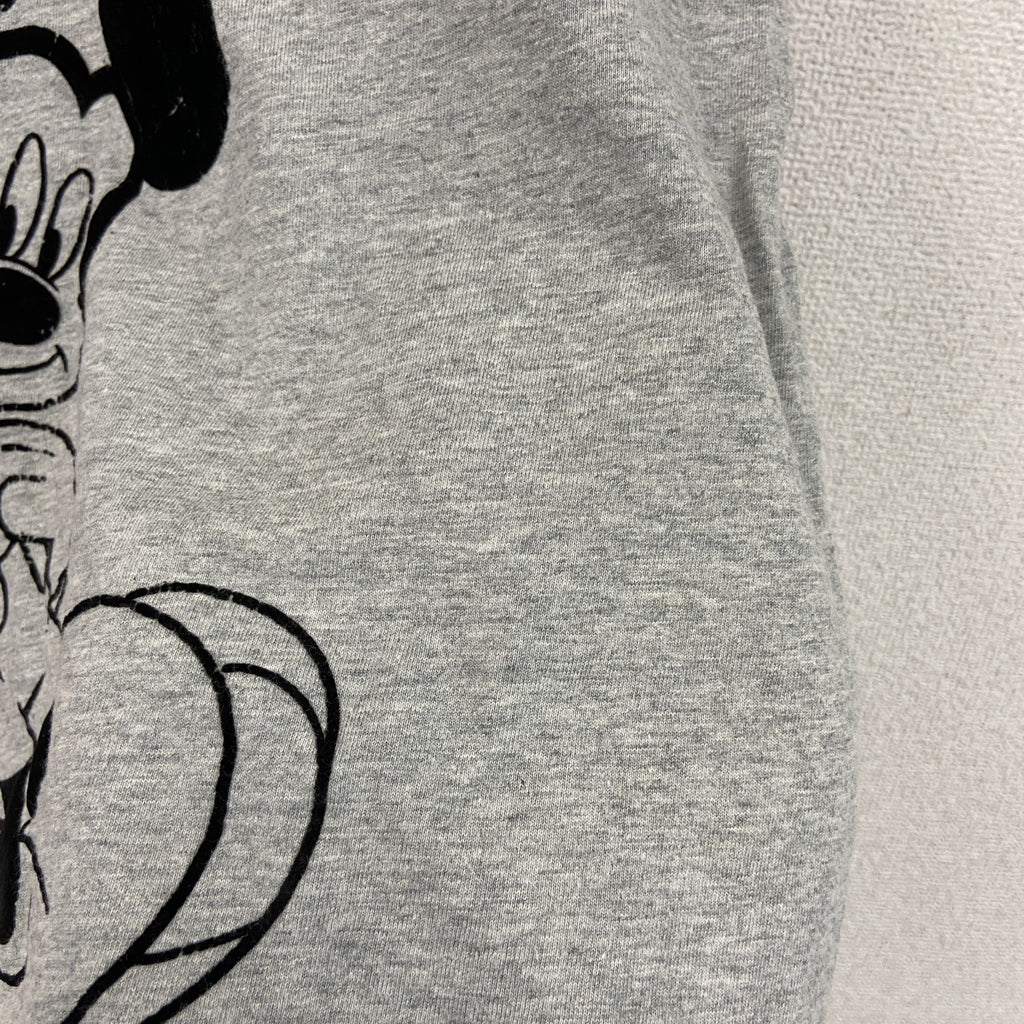 Mickey Mouse　ミッキーマウス　半袖キャラクターTシャツ　フロッキープリント　灰色　グレー　XLサイズ　古着