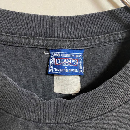 古着 used　CHAMPS　半袖クルーネックTシャツ　テキサスロングホーンズ　TEXAS　フェード感　黒　ブラック　Mサイズ