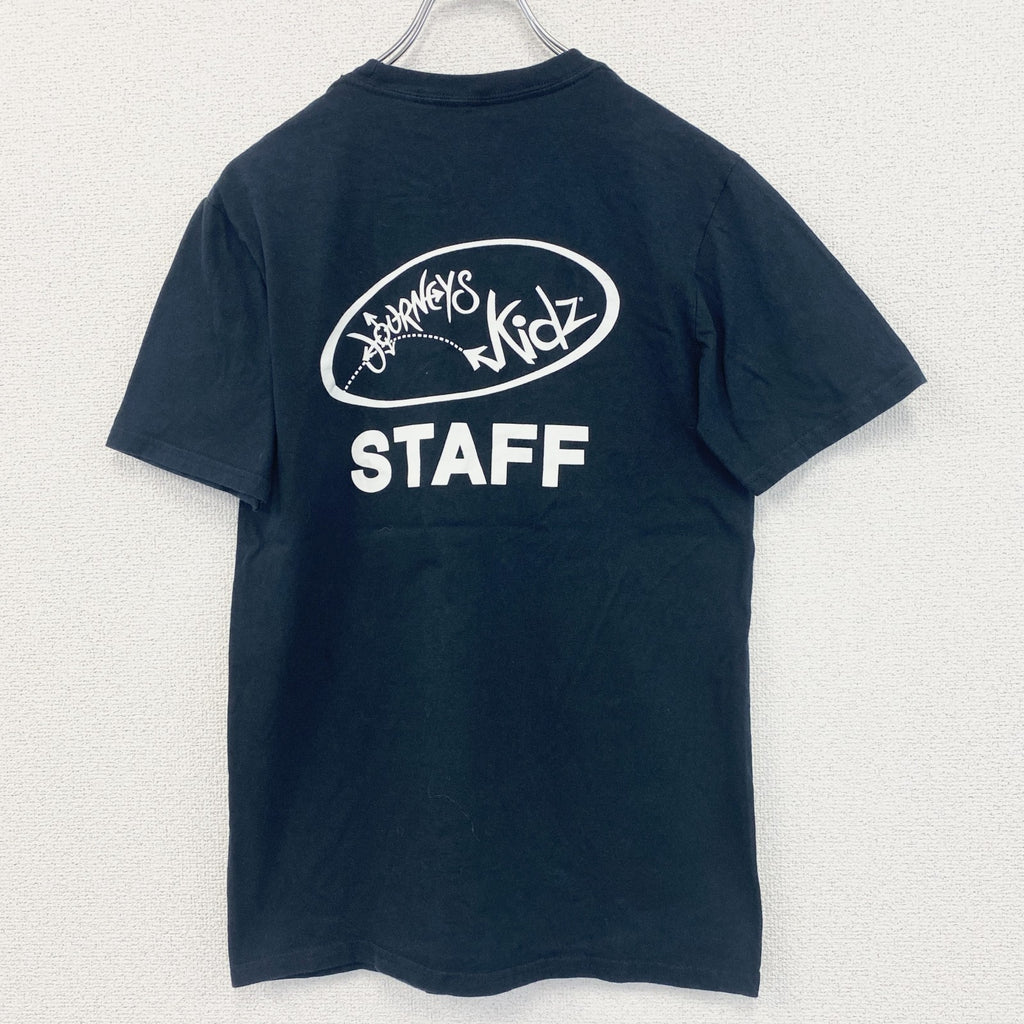 adidas　アディダス　半袖プリントTシャツ　STAFF　カジュアルデザイン　レトロ　ブラック　黒　Sサイズ　古着