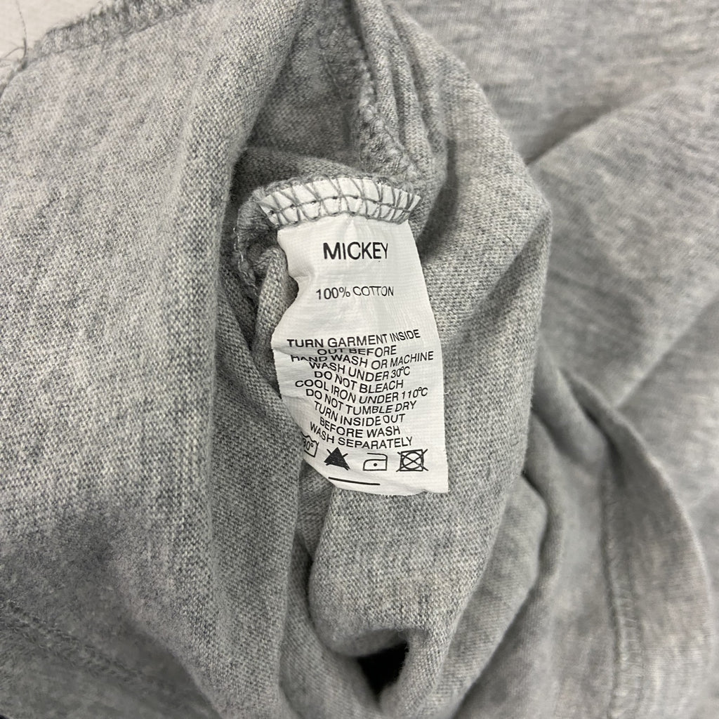 Mickey Mouse　ミッキーマウス　半袖キャラクターTシャツ　フロッキープリント　灰色　グレー　XLサイズ　古着