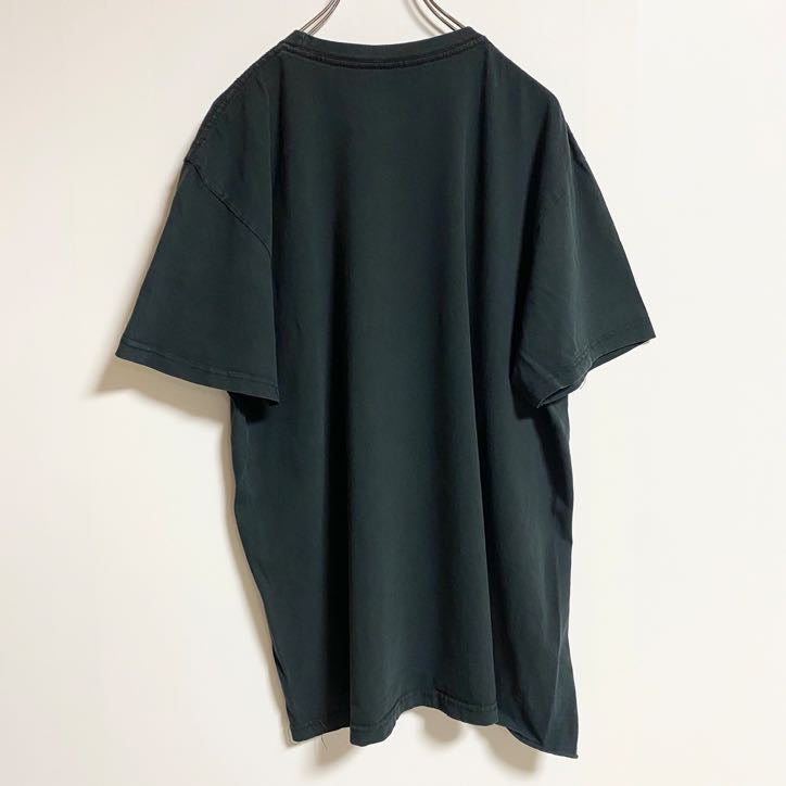 古着 used　半袖英字プリントデザインTシャツ　クルーネック　黒　ブラック　春夏服　ビッグシルエット　XLサイズ