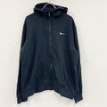 NIKE　ナイキ　フルジップスウェットパーカー/フーディー　ハイネック　スウッシュ　黒　ブラック　2XLサイズ トレーナー スウェットトップス フード付き 古着