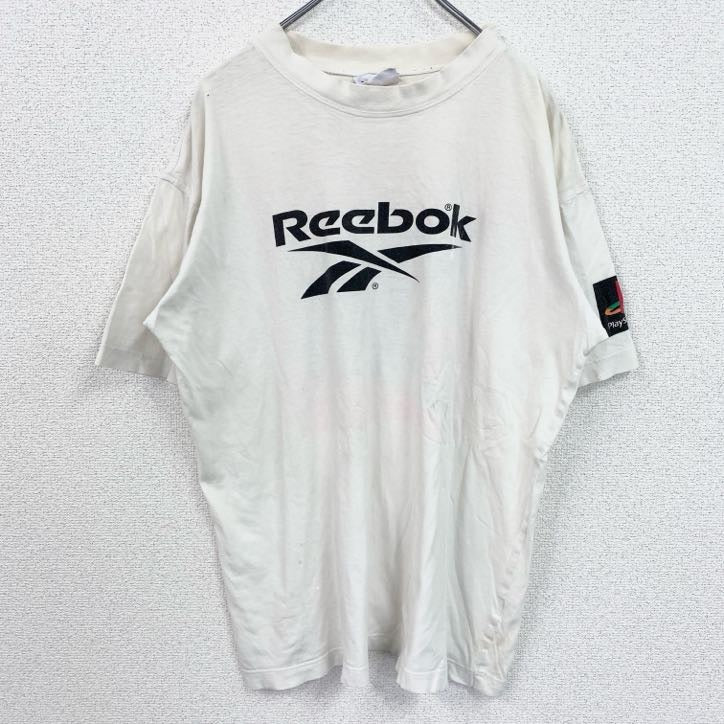 古着 used　90s　Reebok　リーボック　PlayStation　プレステ　半袖ロゴプリントTシャツ　白　ヴィンテージ