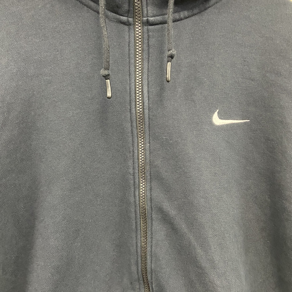 NIKE　ナイキ　フルジップスウェットパーカー/フーディー　ハイネック　スウッシュ　黒　ブラック　2XLサイズ トレーナー スウェットトップス フード付き 古着