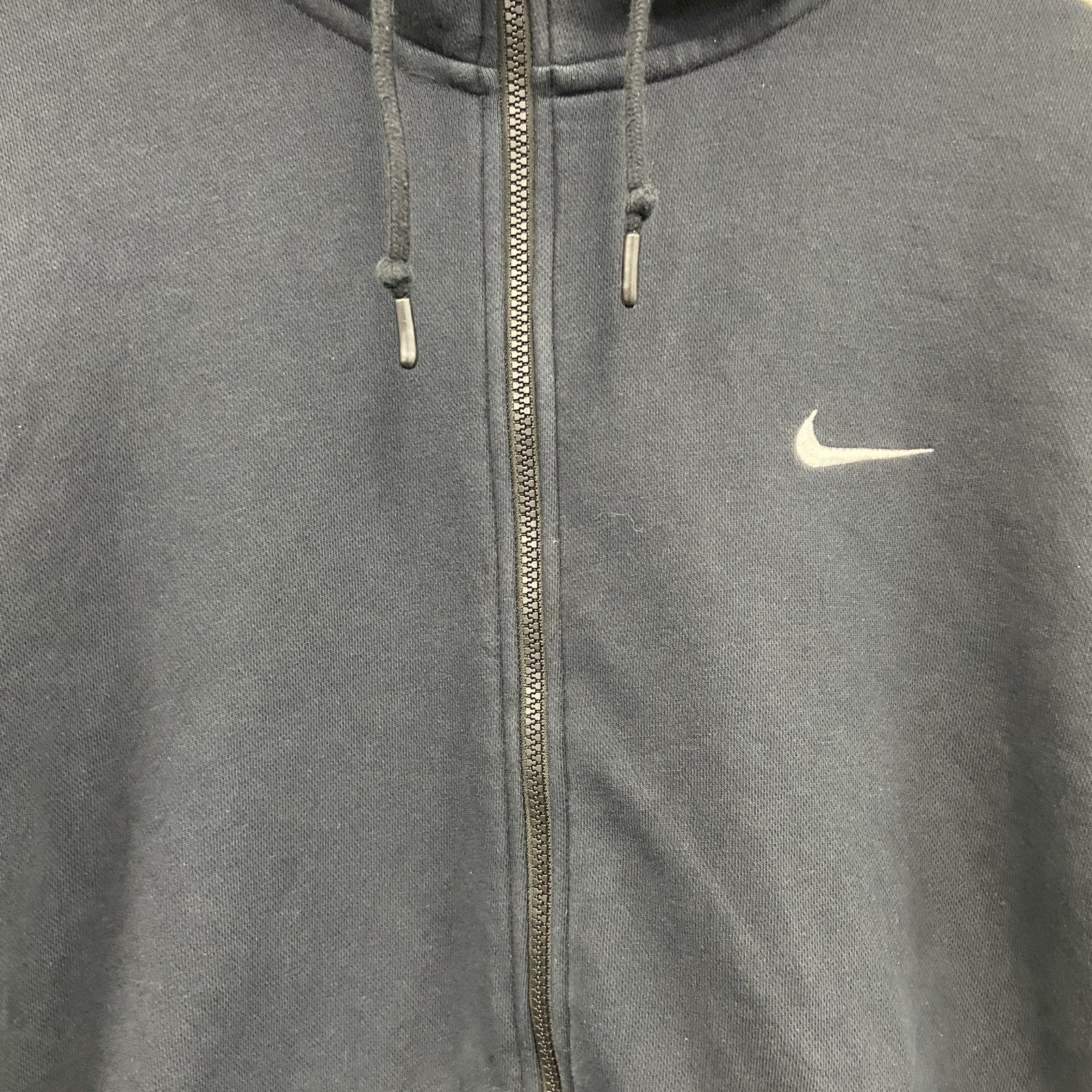 NIKE　ナイキ　フルジップスウェットパーカー/フーディー　ハイネック　スウッシュ　黒　ブラック　2XLサイズ トレーナー スウェットトップス フード付き 古着