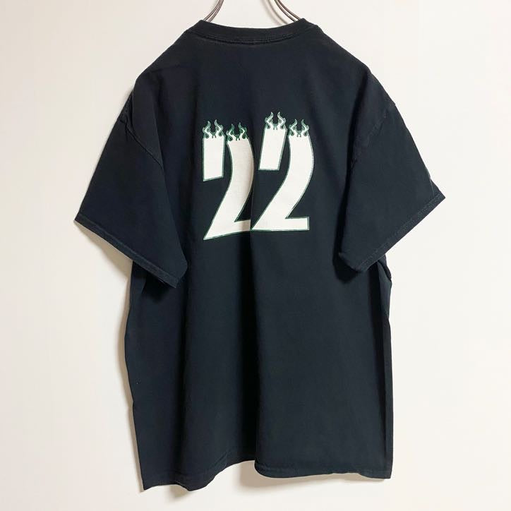 半袖ロゴプリントTシャツ　バックプリント　クルーネック　FALCONS　背番号　黒　ブラック　春夏服　古着