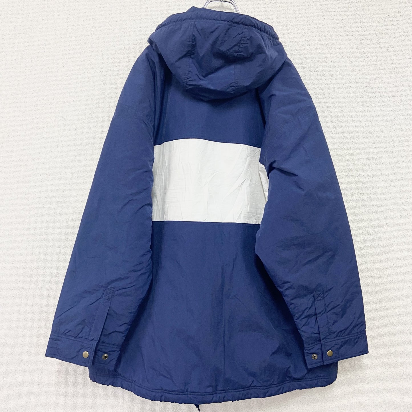 90s　NIKE　ナイキ　モッズコート　ベンチコート　中綿入りナイロンパーカー　ヴィンテージ　紺　ネイビー　XLサイズ