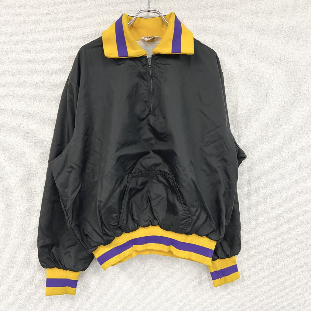 ～80s　Leader Sportswear　アノラックパーカー　三角タグ　ロケットTALON　ブラック　2XLサイズ　　ヴィンテージ　古着