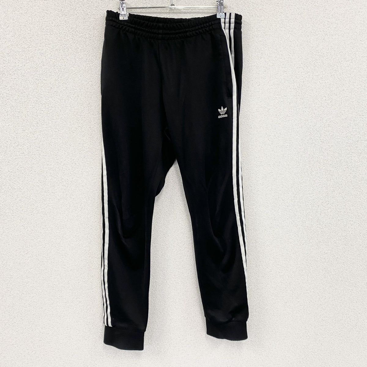 adidas　アディダス　トラックパンツ/ジャージパンツ　トレフォイルロゴ　黒　ブラック　古着