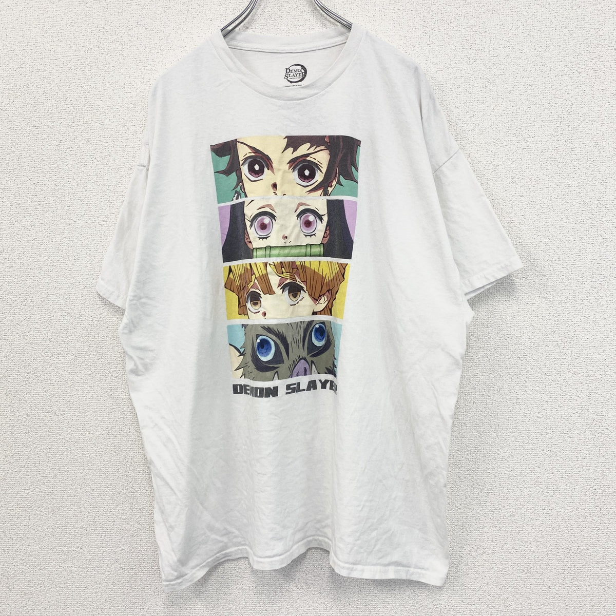 DEMON SLAYER　半袖アニメプリントTシャツ　鬼滅の刃　カジュアルデザイン　クルーネック　白　ホワイト　XXLサイズ　古着