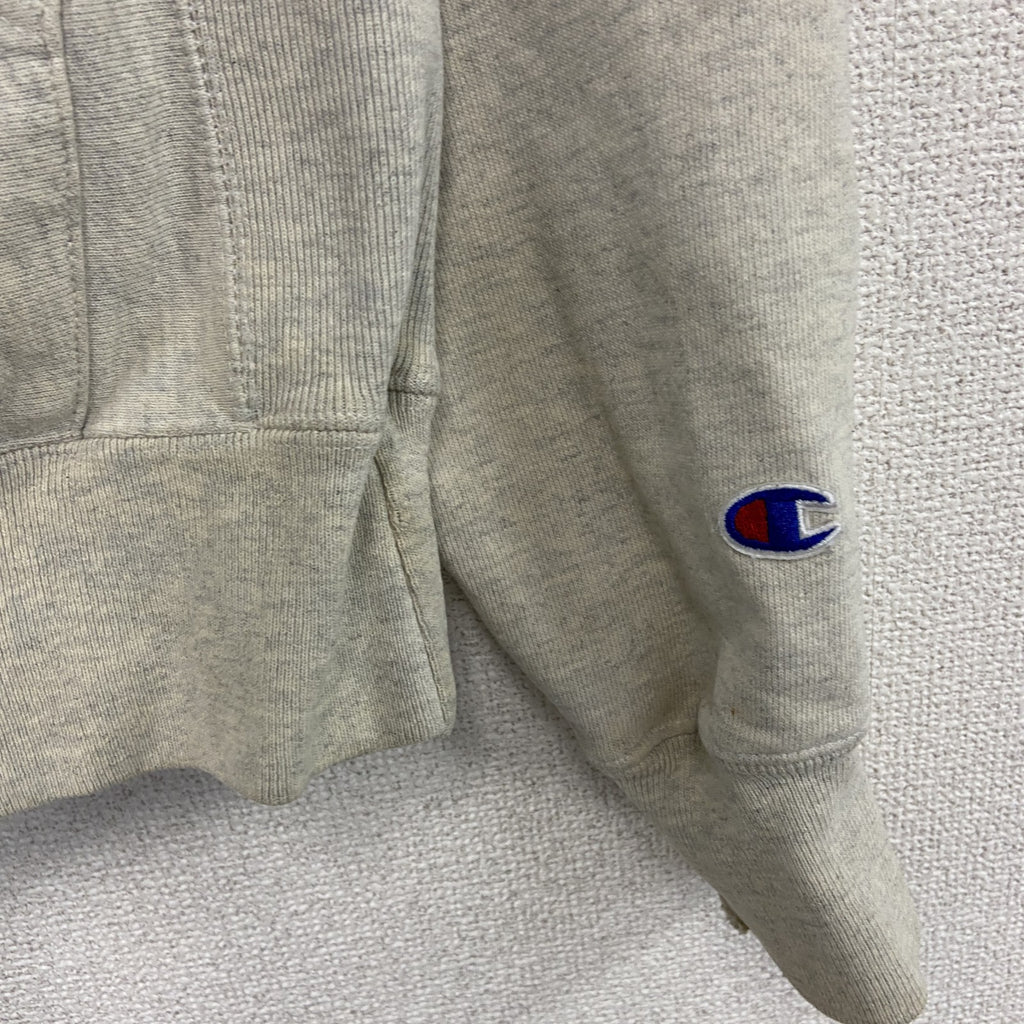 Champion　チャンピオン　リバースウィーブ　スウェットパーカー/フーディー　刺繍ロゴ　ワンポイント　霜降りグレー　XSサイズ トレーナー スウェットトップス フード付き 古着