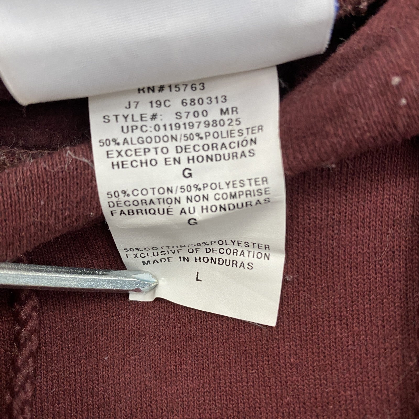 Champion　チャンピオン　スウェットパーカー/フーディー　目無し　刺繍ロゴ　ワンポイント　現行　ボルドー　Lサイズ　古着